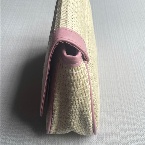 Lancome raffia straw Clutch cosmetics pouch cream/pink - Picture 4 of 15